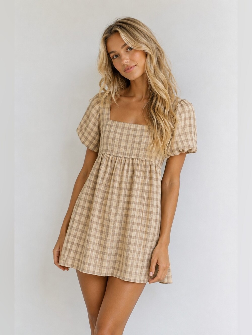 Juliana’s Boutique Mind Is Made Up Plaid Puff Sleeve Mini Dress – Medium NWT